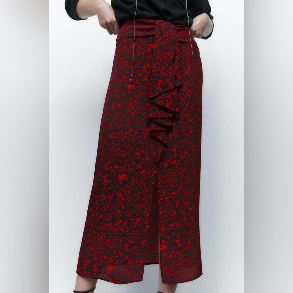 Zara Patterned Print Ruffle Skirt